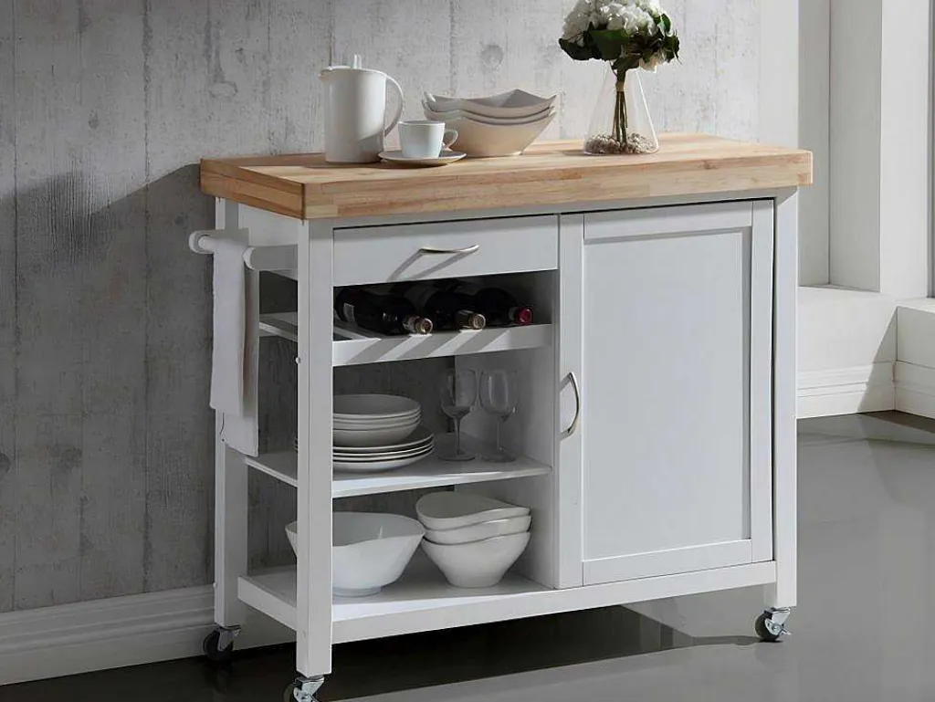 Keukentrolley Skyler Op Wieltjes - 1 Deur & 1 Lade - Hevea-Vente-unique Outlet
