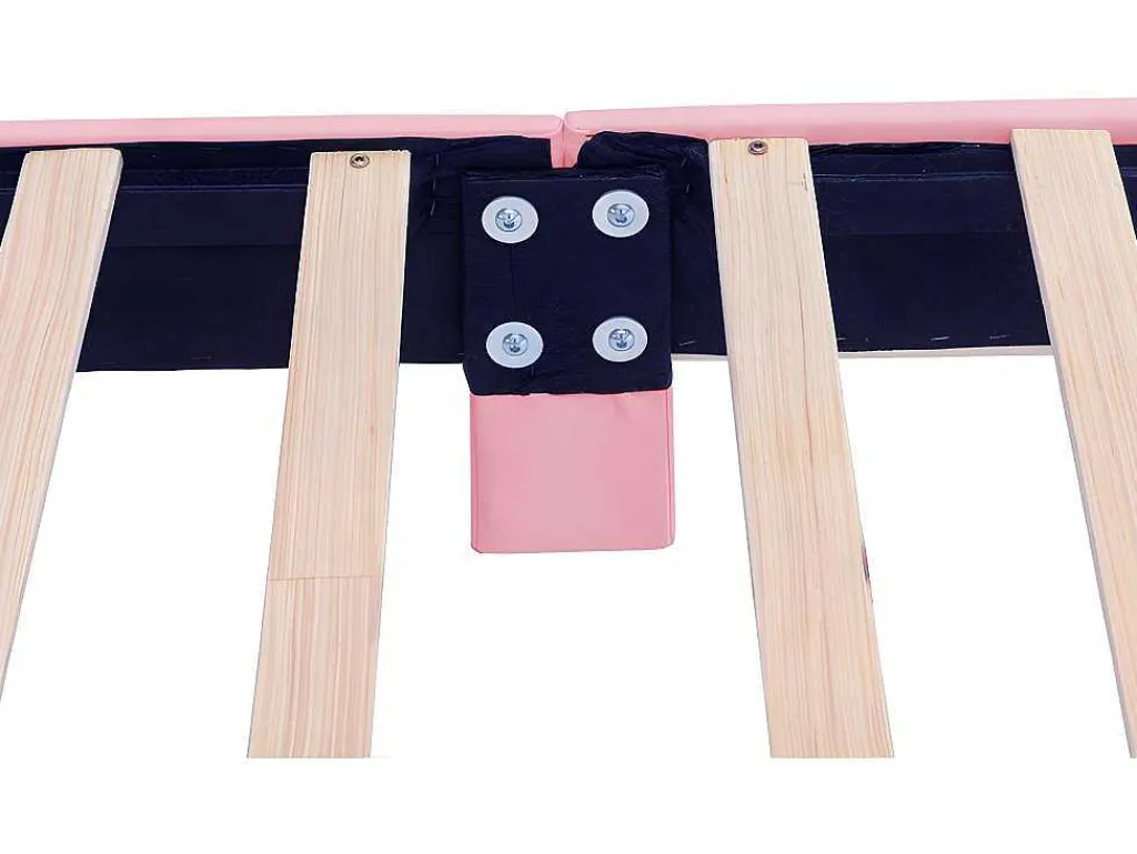 Kinderbed 140X200Cm Met Gewatteerde Rugleuning In Kunstleer - Lattenbodem - Roze-ModernLuxe Hot