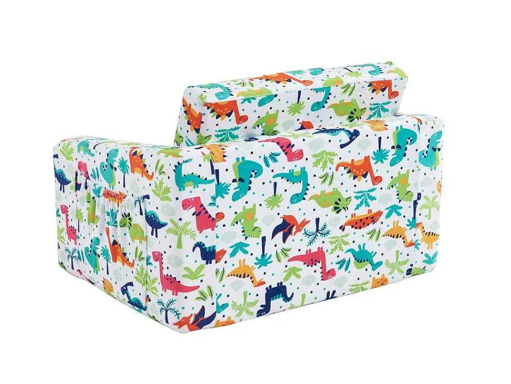 Kinderfauteuil Van Fluweel Met Dinosaurus Motieven - Wit - Almagro-Vente-unique Best