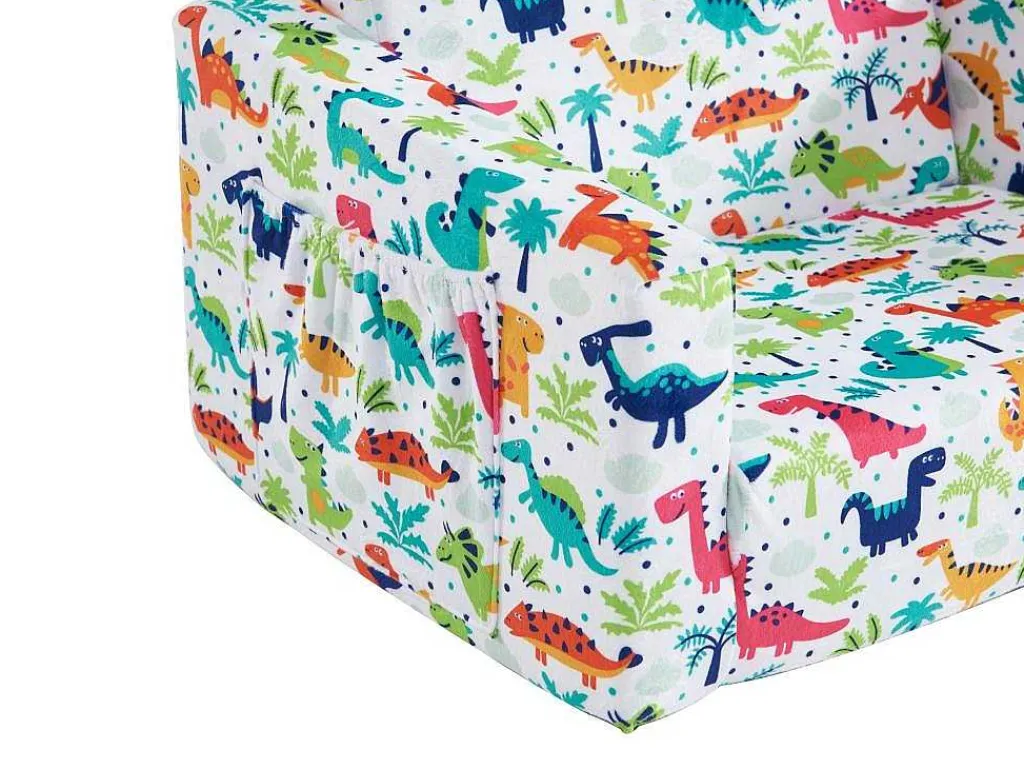 Kinderfauteuil Van Fluweel Met Dinosaurus Motieven - Wit - Almagro-Vente-unique Best