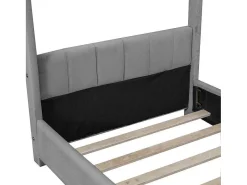 Kinderhutbed 90X200Cm In Fluweel - Lattenbodem - Grijs-ModernLuxe Discount