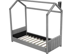 Kinderhutbed 90X200Cm In Fluweel - Lattenbodem - Grijs-ModernLuxe Discount