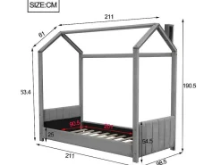 Kinderhutbed 90X200Cm In Fluweel - Lattenbodem - Grijs-ModernLuxe Discount