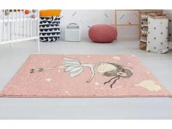 Kindertapijt Ballerina - Polypropyleen - 100 X 150 Cm - Roze En Beige-OZAIA Outlet