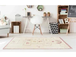 Kindertapijt Hinkelbaan Funny - Polypropyleen - 100 X 150 Cm - Beige En Roze-OZAIA New