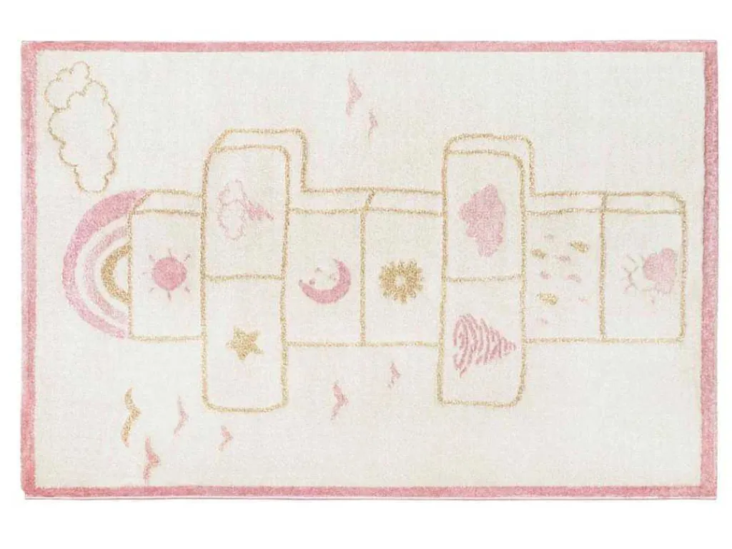 Kindertapijt Hinkelbaan Funny - Polypropyleen - 100 X 150 Cm - Beige En Roze-OZAIA New
