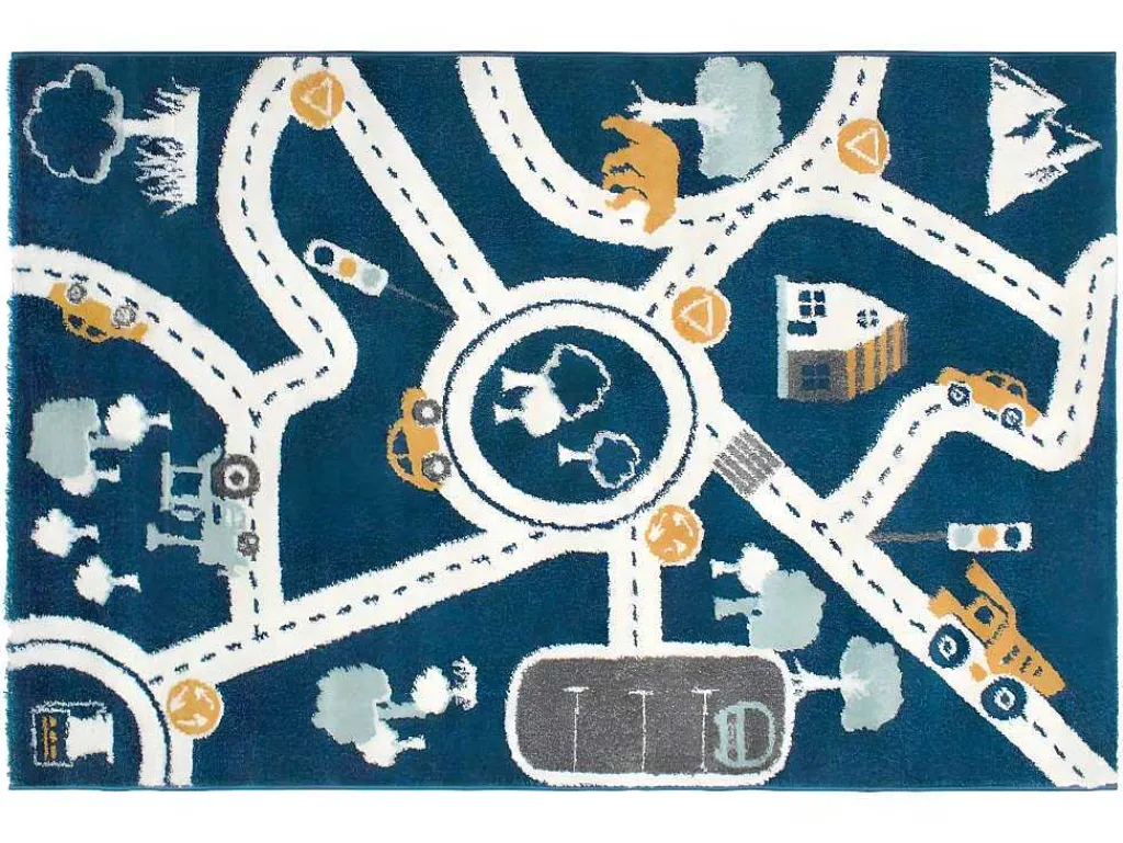Kindertapijt Roady - Polypropyleen - 100 X 150 Cm - Blauw, Beige En Geel-OZAIA Best