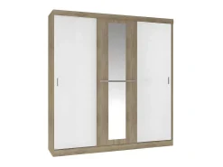 Kledingkast - 3 Schuifdeuren - Met Spiegel - L205Cm - Naturel En Beige - Didda Ii-Vente-unique Best