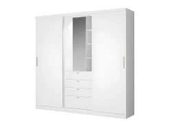 Kledingkast - Schuifdeuren - Spiegel En Lades - L 240 Cm - Wit - Bodil-Vente-unique Discount