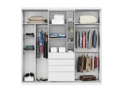 Kledingkast - Schuifdeuren - Spiegel En Lades - L 240 Cm - Wit - Bodil-Vente-unique Discount