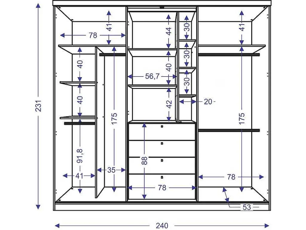 Kledingkast - Schuifdeuren - Spiegel En Laden - L240 Cm - Naturel En Ivoorkleur - Bodil Ii-Vente-unique Best