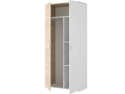 Kledingkast Sonia - 2 Deuren - L95 Cm - Kleuren: Eiken En Wit-Vente-unique New