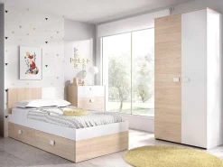 Kledingkast Sonia - 2 Deuren - L95 Cm - Kleuren: Eiken En Wit-Vente-unique New