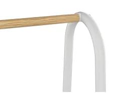 Kledingrek - L100 Cm - Wit Metaal En Beukenhout - Dogu-Vente-unique