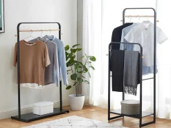 Kledingrek Selin - L90 Cm - Zwart Metaal En Beukenhout-Vente-unique New