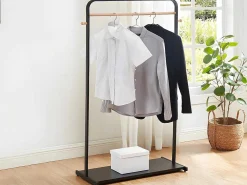 Kledingrek Selin - L90 Cm - Zwart Metaal En Beukenhout-Vente-unique New