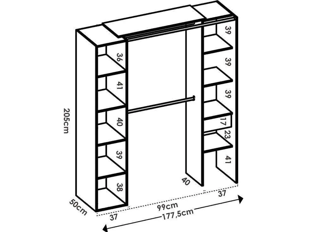 Kleerkast Met Gordijn En 1 Deur - Met Spiegel - L177 Cm - Wit En Grijs - Bertrand-Vente-unique Sale