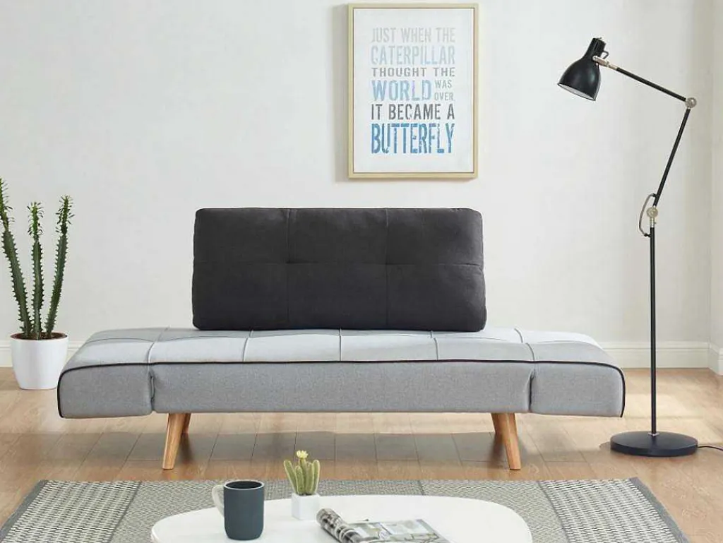 Klik-Klak Bedbank Van Stof Ebaty Ii - Lichtgrijs En Antraciet-Vente-unique Discount