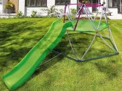 Klimkoepel Met Glijbaan Van Groen Staal 3,26 M - Sedoni-Vente-unique