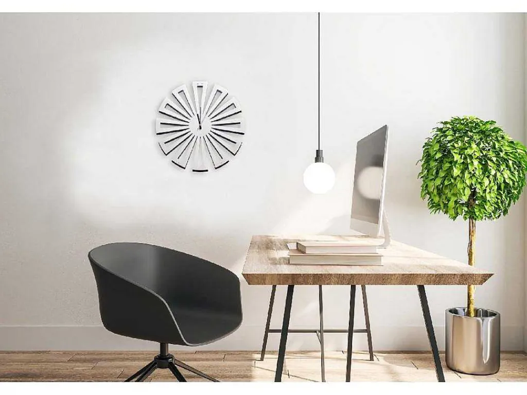 Klok Geometrisch 2, Wit, Zwart, 50X1,5X50 Cm,-EPIKASA Outlet