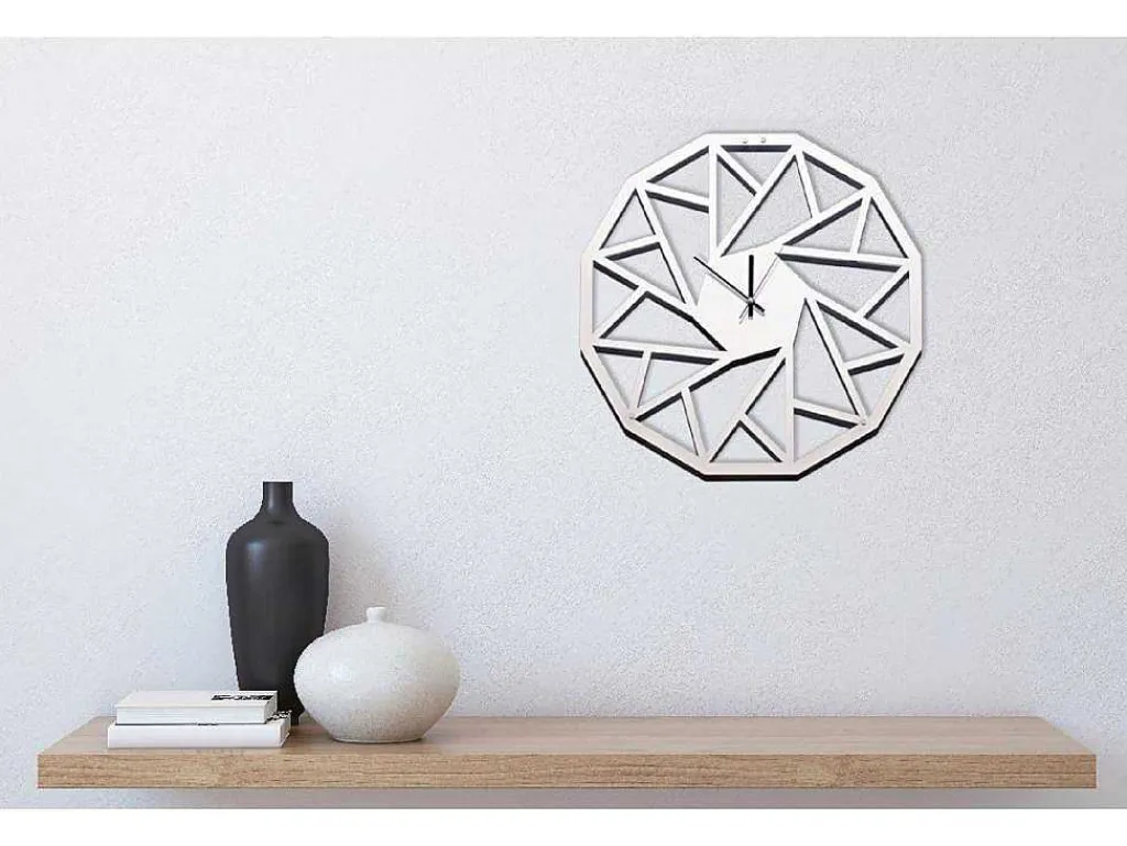 Klok Geometrisch 1, Wit, Zwart, 50X1,5X50 Cm,-EPIKASA Outlet