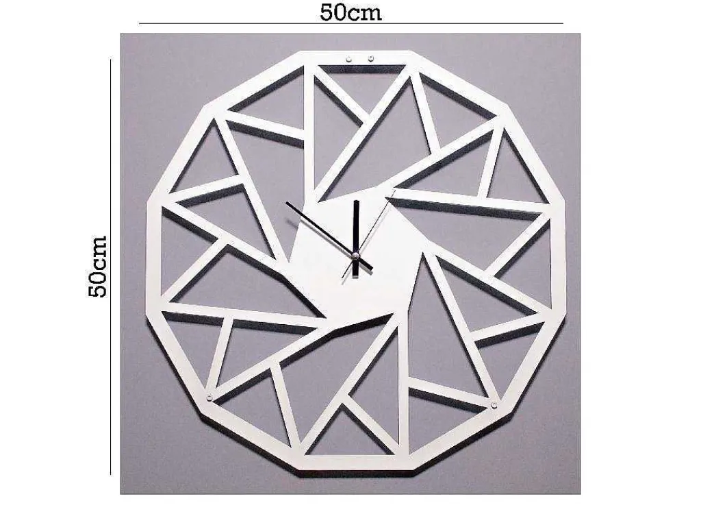 Klok Geometrisch 1, Wit, Zwart, 50X1,5X50 Cm,-EPIKASA Outlet