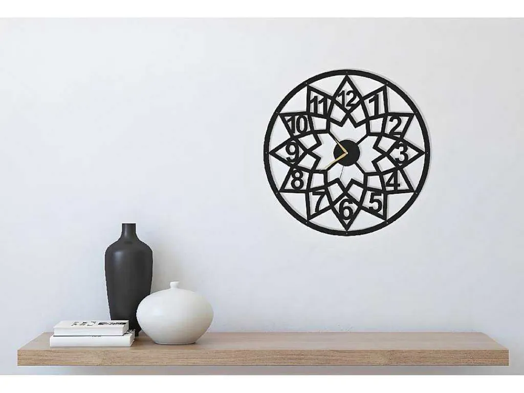 Klok Geometrisch 4, Zwart, 50X1,5X50 Cm,-EPIKASA Clearance