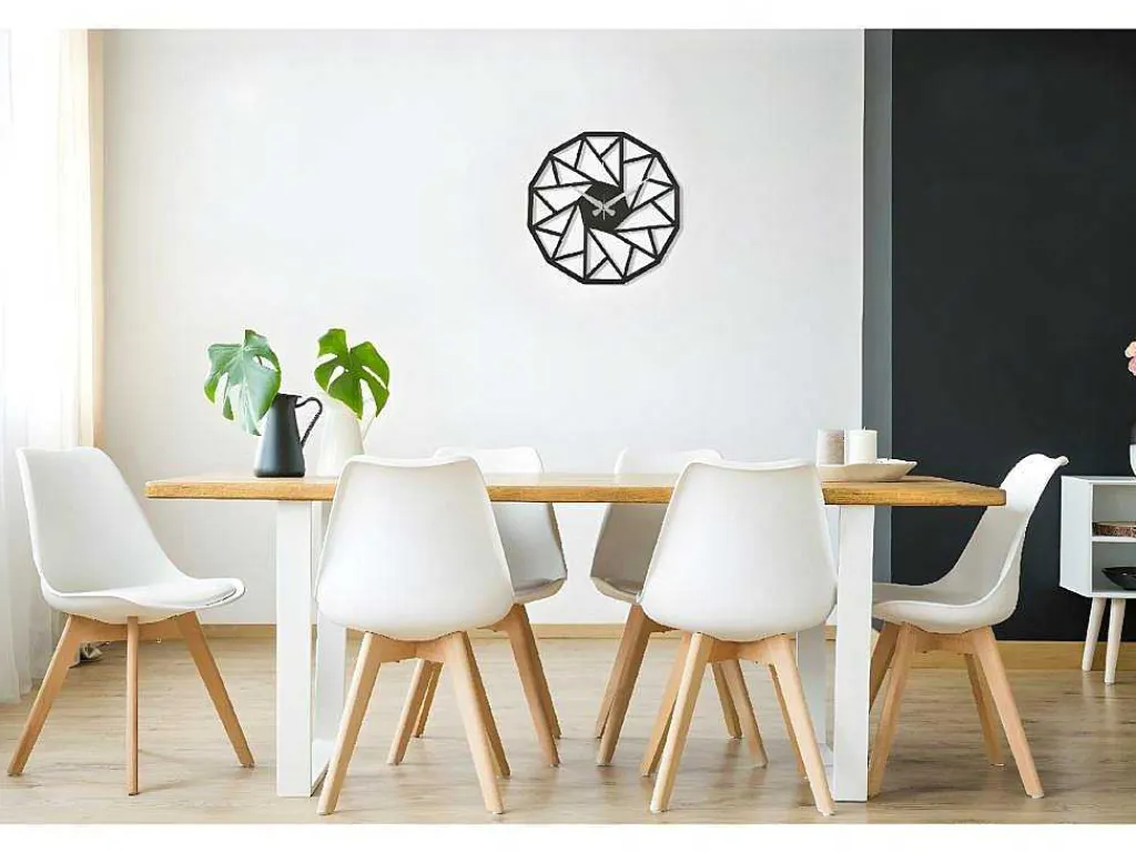 Klok Geometrisch 7, Zwart, Zilver, 50X1,5X50 Cm,-EPIKASA Discount