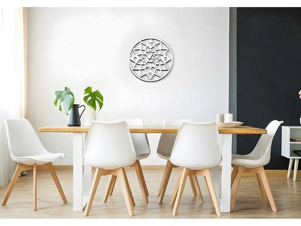 Klok Geometrisch, Wit, Zwart, 50X1,5X50 Cm,-EPIKASA Discount