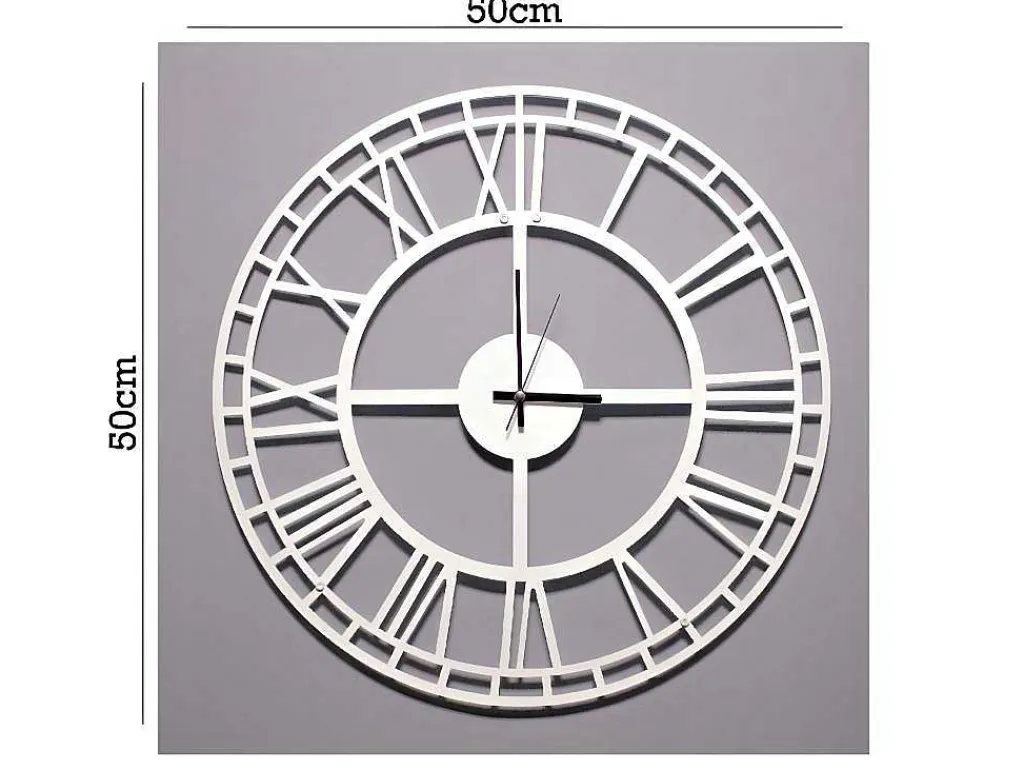 Klok Vintage 7, Wit, Zwart, 50X1,5X50 Cm,-EPIKASA Hot