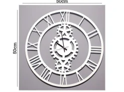 Klok Vintage 6, Wit, Zwart, 50X1,5X50 Cm,-EPIKASA Discount