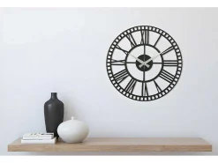 Klok Vintage 11, Zwart, Zilver, 50X1,5X50 Cm,-EPIKASA Outlet