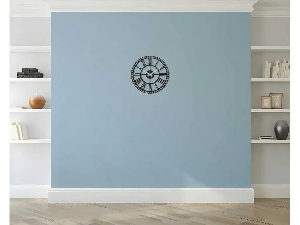 Klok Vintage 11, Zwart, Zilver, 50X1,5X50 Cm,-EPIKASA Outlet