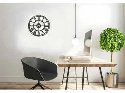 Klok Vintage 11, Zwart, Zilver, 50X1,5X50 Cm,-EPIKASA Outlet