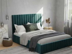 Kofferbed En Hoofdbord Met Verticale Stiksels - 180 X 200 Cm - Fluweel - Taupe - Larali - Van-PASCAL MORABITO New