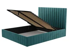 Kofferbed En Hoofdbord Met Verticale Stiksels - 160 X 200 Cm - Fluweel - Eendblauw - Larali - Van-PASCAL MORABITO Sale