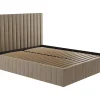 Kofferbed Met Hoofdbord Met Verticale Naden - 180 X 200 Cm - Velours - Taupe - Larali - Van-PASCAL MORABITO Outlet