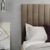 Kofferbed Met Hoofdbord Met Verticale Naden - 160 X 200 Cm - Velours - Taupe - Larali - Van-PASCAL MORABITO Clearance