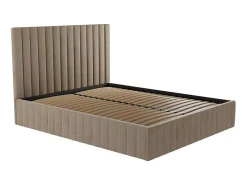 Kofferbed Met Hoofdbord Met Verticale Naden - 160 X 200 Cm - Velours - Taupe - Larali - Van-PASCAL MORABITO Clearance