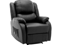 Kunstleer Handmatig Verstelbare Relaxfauteuil Met Zijvak - Zwart-ModernLuxe Sale