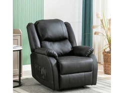 Kunstleer Handmatig Verstelbare Relaxfauteuil Met Zijvak - Zwart-ModernLuxe Sale