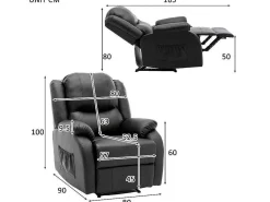 Kunstleer Handmatig Verstelbare Relaxfauteuil Met Zijvak - Zwart-ModernLuxe Sale