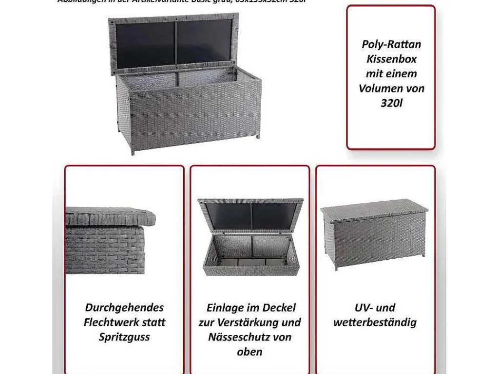 Kussenbox Van Polyrattan Mcw-D88 Iii, Basic Zwart, 63X135X52Cm 320L-Vente-unique Discount