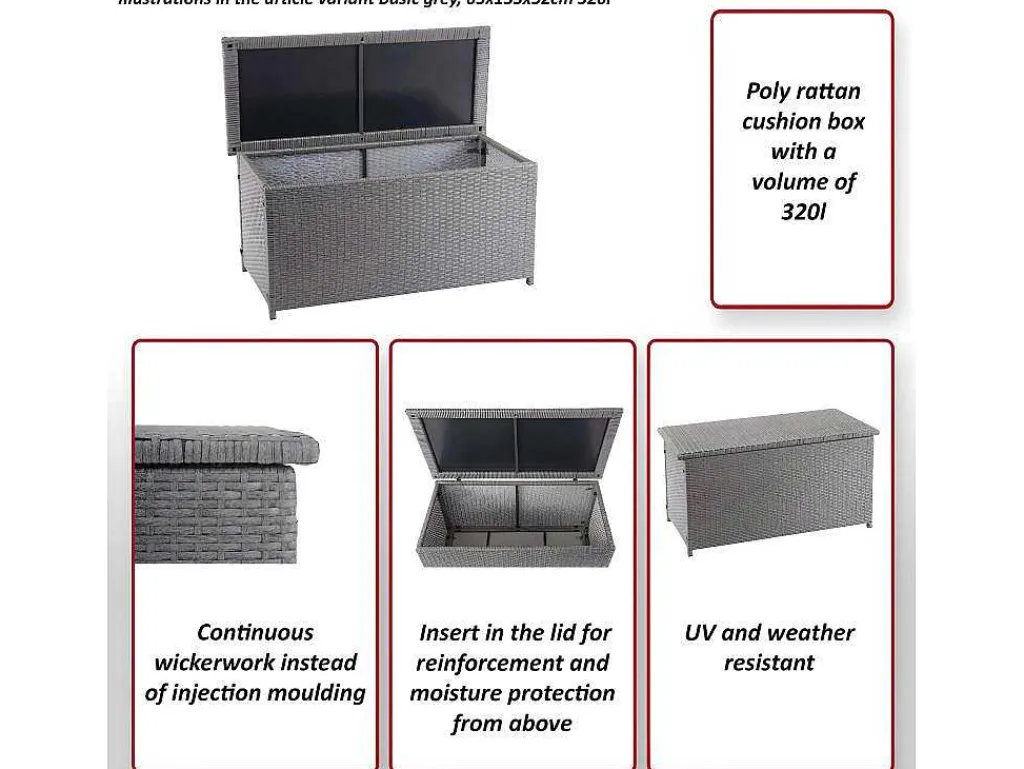 Kussenbox Van Polyrattan Mcw-D88 Iii, Premium Grijs, 51X115X59Cm 250L-Vente-unique New