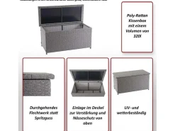 Kussenbox Van Polyrattan Mcw-D88 Iii, Basic Grijs, 63X135X52Cm 320L-Vente-unique Sale