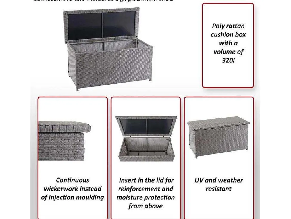 Kussenbox Van Polyrattan Mcw-D88 Iii, Basic Grijs, 80X160X94Cm 950L-Vente-unique Hot