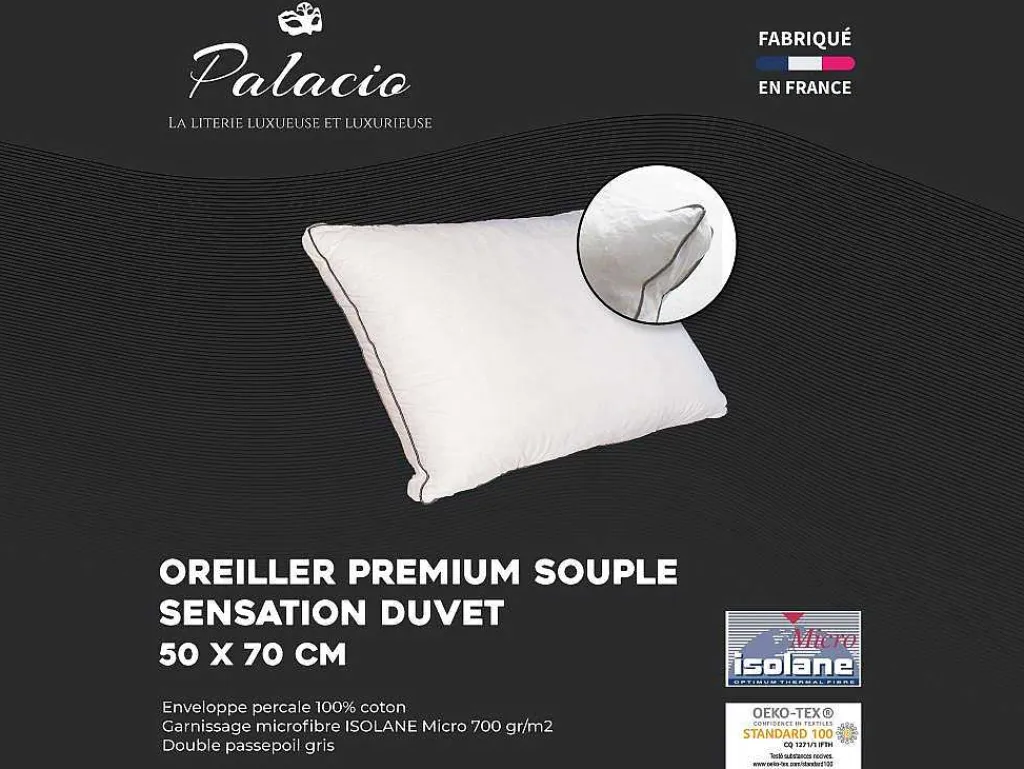 Kussengevoelig Hoofdkussen In Perkaal Katoen - 91 Draden/Cm - 50 X 70 Cm - 700 Gr - Wit - Auxence-Palacio Sale