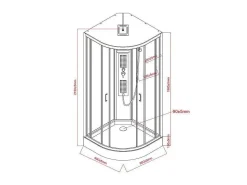 Kwartcirkelvormige Douchecabine Met Massagestralen L90 X B90 X H215 Cm Solena-Shower & Design