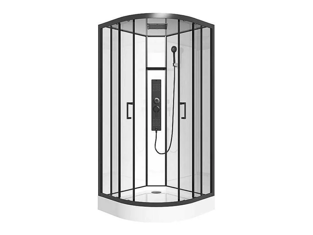 Kwartcirkelvormige Douchecabine Met Massagestralen L90 X B90 X H215 Cm Solena-Shower & Design