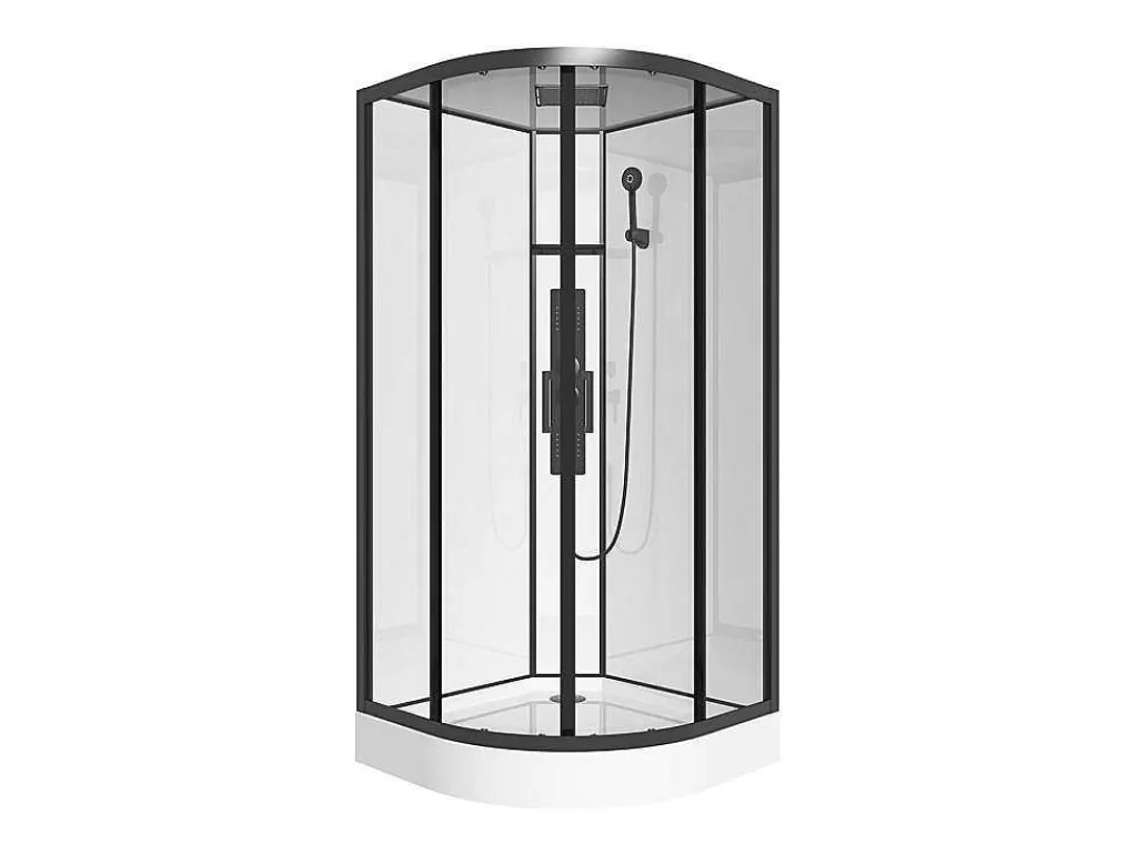 Kwartcirkelvormige Douchecabine Met Massagestralen L90 X B90 X H215 Cm Solena-Shower & Design